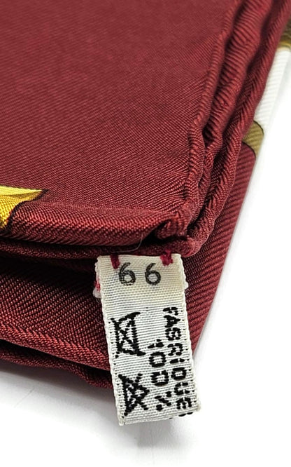 Hermes Carre 90 Silk Scarf Les Cles Caty Latham Burgundy Gold Keys Wrap w/ Box6