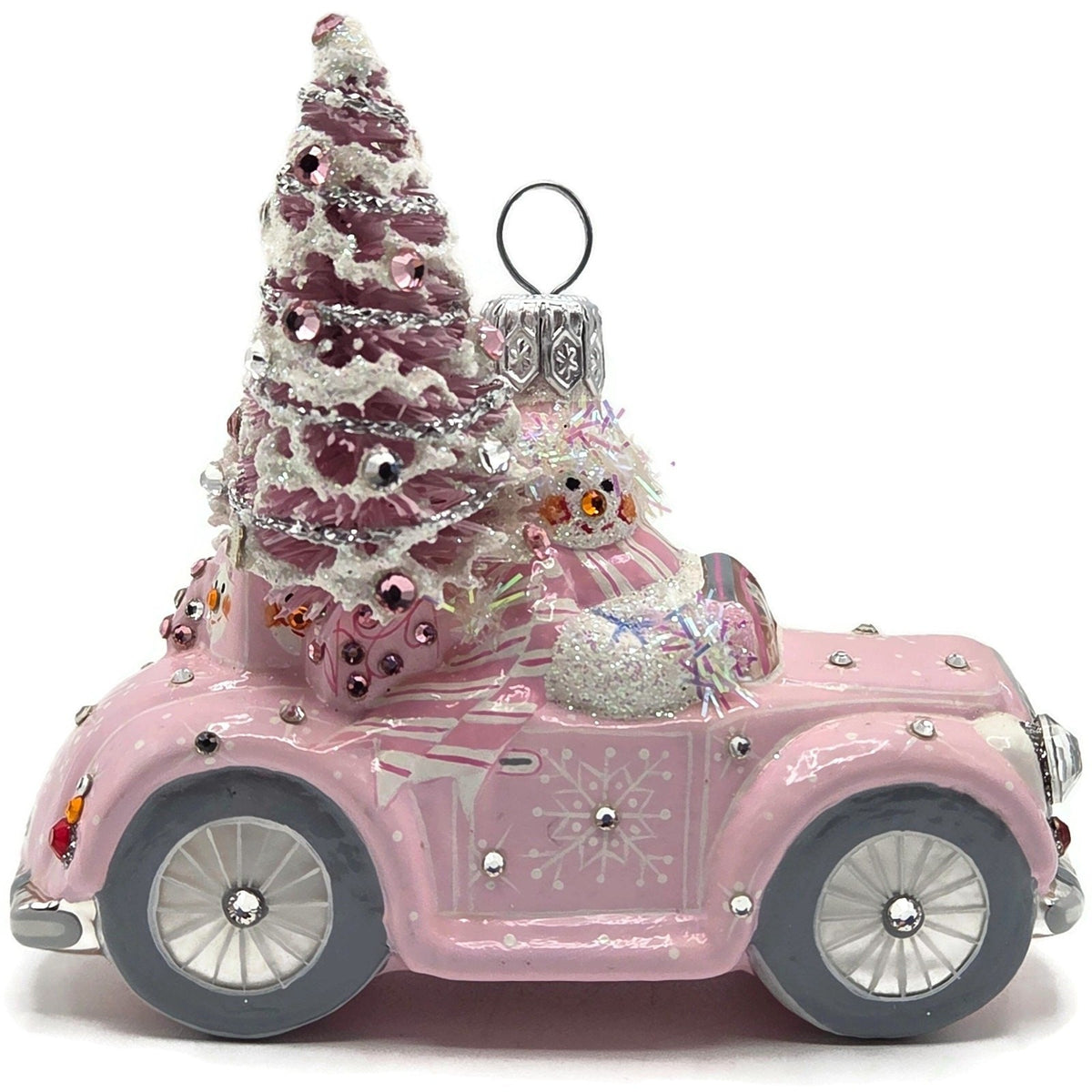 Patricia Breen Joy Ride Pink Car Snowman Travel Christmas Ornament CATZ 30150