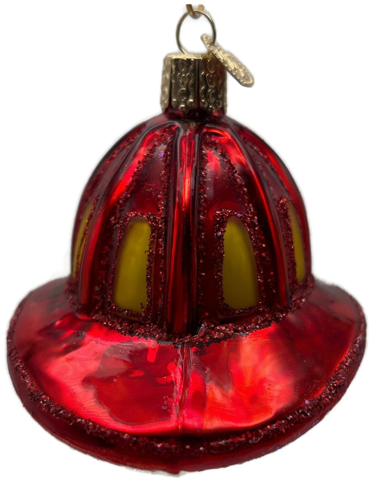 Old World Christmas Fireman's Helmet Firefighter Glass Ornament 322255