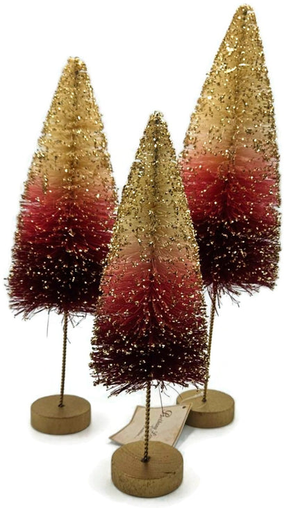 Bethany Lowe Glitter Bottle Brush Strawberries and Cream Christmas Tree Set of 30