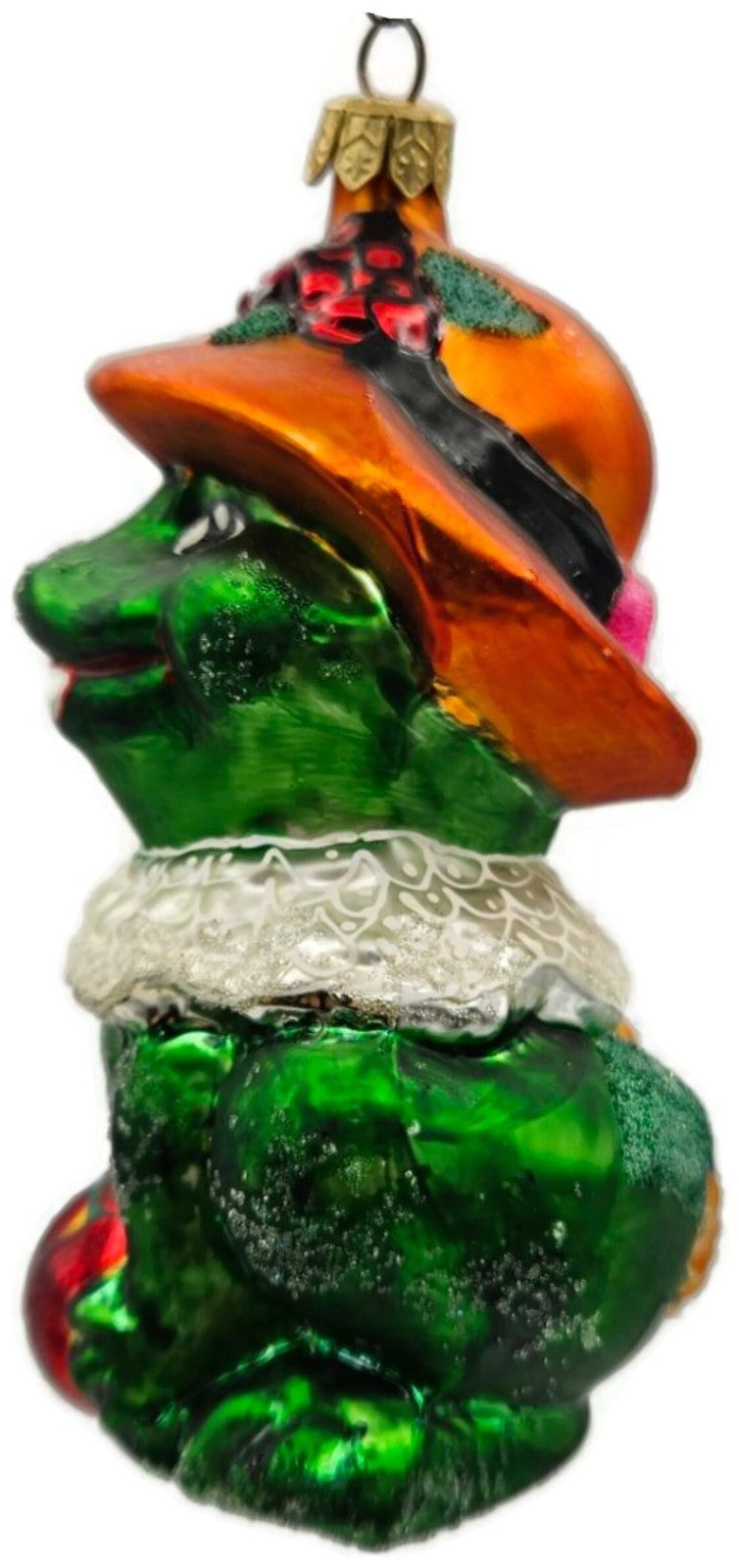 Christopher Radko Lillie Mae Green Frog Easter Glass Ornament 1997 97-228-02