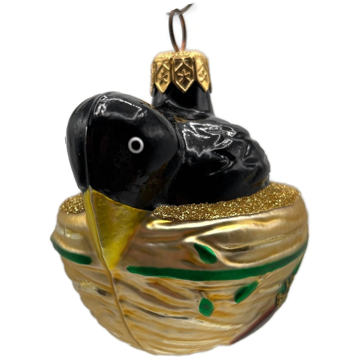 Patricia Breen Nesting Instinct Black Gold Acorns Birds Christmas Ornament 95141