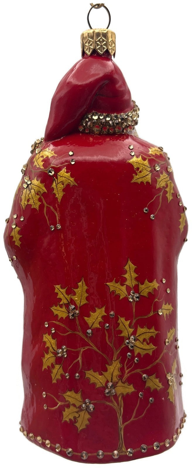 Patricia Breen 2014 Santa for Yaly Red Gold Holly Reindeer Ornament 34404