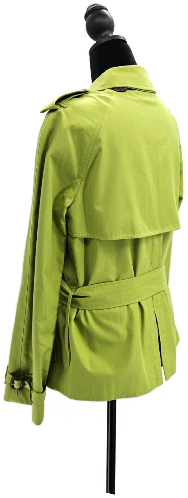 Burberry London Lime Green Belted Double Breasted Trench Jacket Made in England4