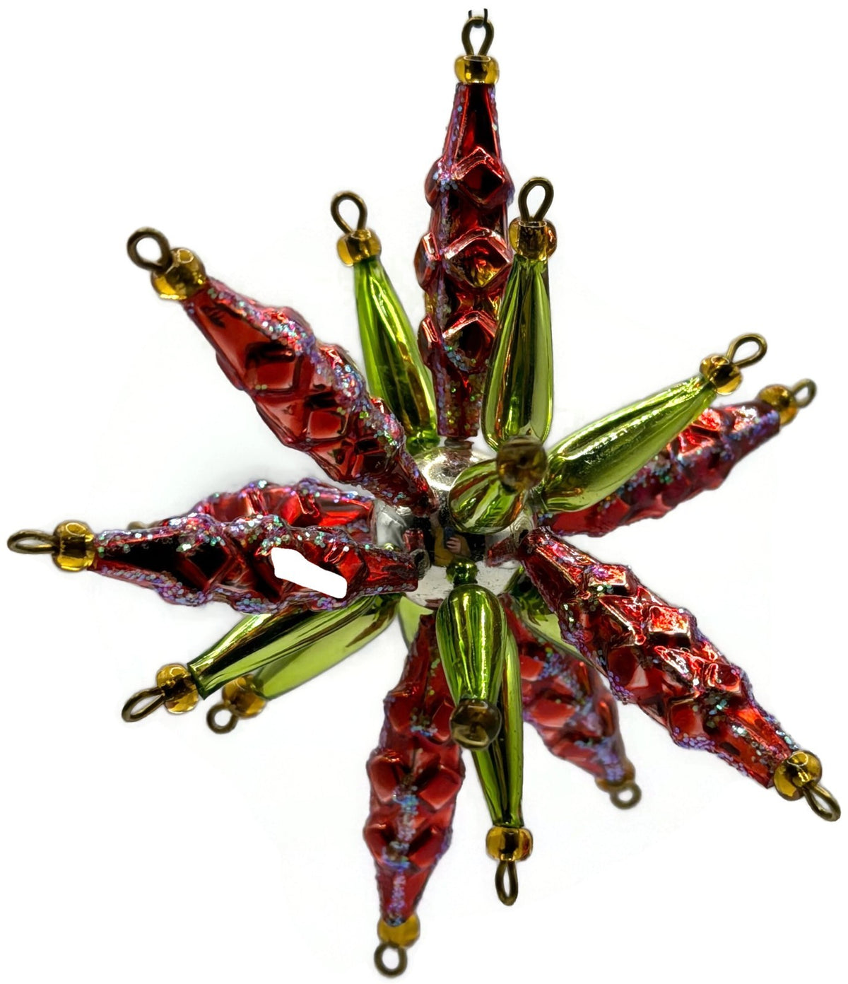 Christopher Radko Star Bright Red Green Beaded Christmas Ornament 99 391 08