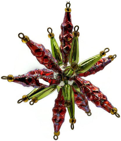 Christopher Radko Star Bright Red Green Beaded Christmas Ornament 99 391 08
