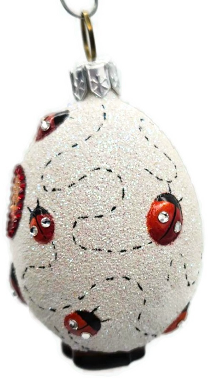 Patricia Breen Easter Egg Masquerade Ladybugs White Red Christmas Ornament 28163