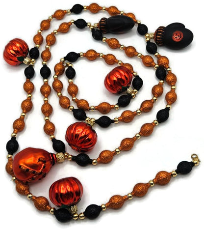 Patricia Breen Halloween Garland Pumpkins Mittens Glitter Glass OOAK  2000CO1