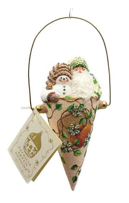Patricia Breen Victorian Candy Cone Peaches Glass Spring Christmas Ornament 25800