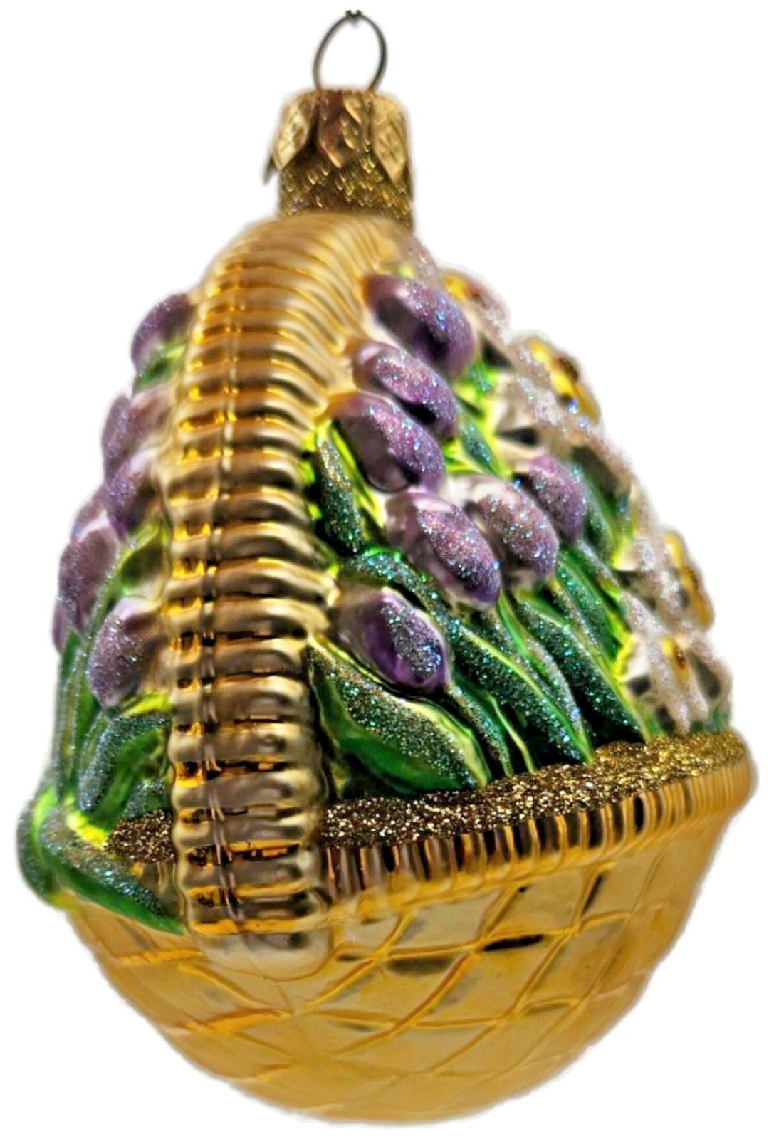 Patricia Breen Flowers For My Love Purple Tulip Gold Basket Spring Ornament 96136