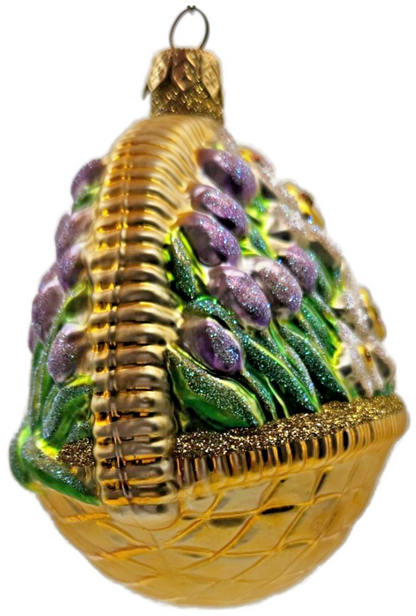 Patricia Breen Flowers For My Love Purple Tulip Gold Basket Spring Ornament 96136