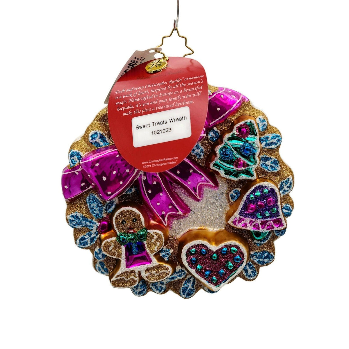 Christopher Radko Sweet Treats Wreath Gingerbread Man Christmas Ornament 10210234