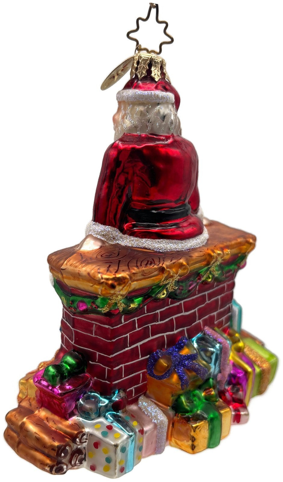 Christopher Radko Santa Pause Gifts Fireplace Glass Christmas Ornament 10101733