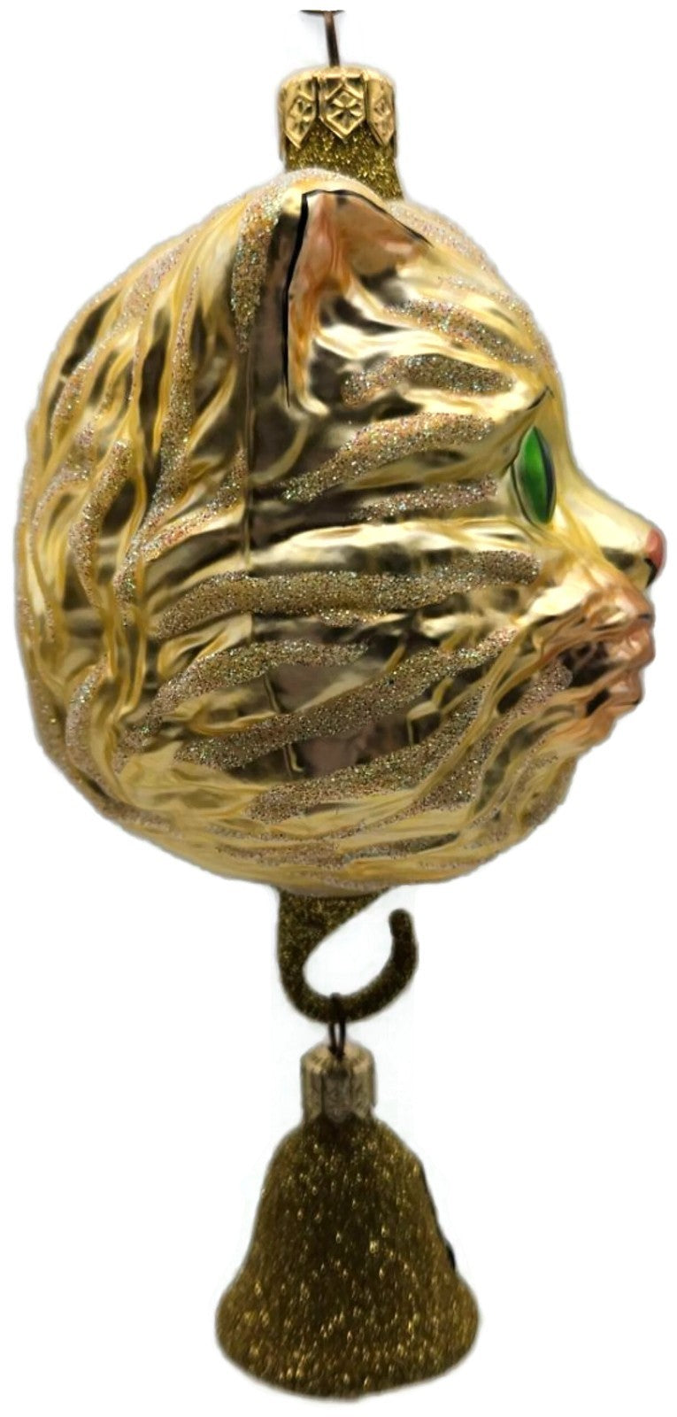 Patricia Breen Here Kitty Kitty Gold Glitter Bell 2 Part Christmas Ornament 97203