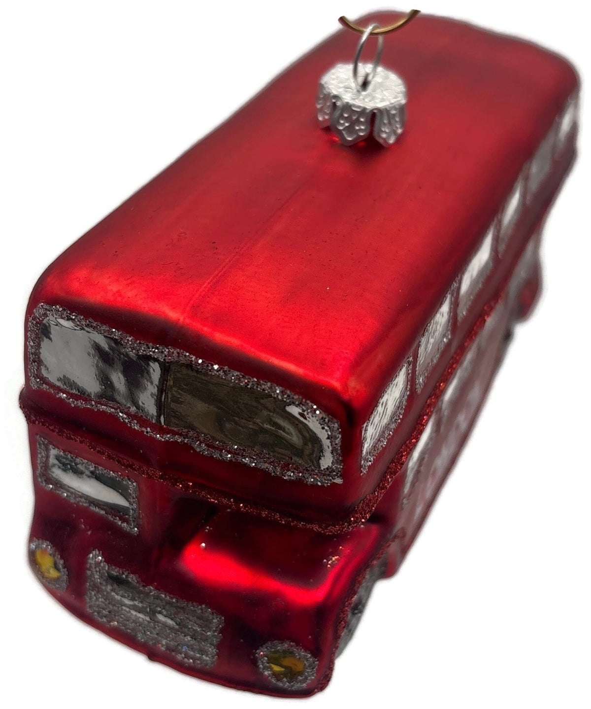 St Nicholas Square London Double Decker Bus Red Glass Christmas Ornament8