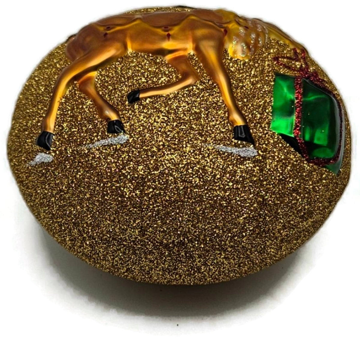 Patricia Breen The Last Present Glittered Gold Reindeer Christmas Ornament 20218