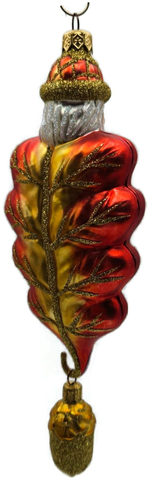 Patricia Breen Oak Leaf Santa Orange Matte Fall 2 Part Christmas Ornament 97323