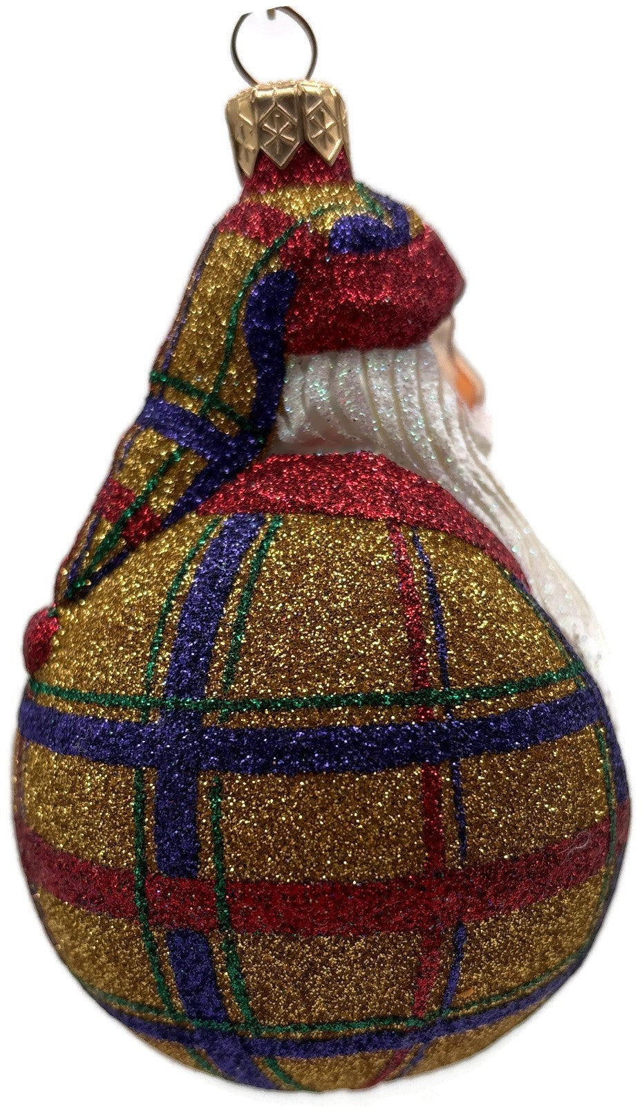 Patricia Breen Santa Du Monde Plaid Red Gold Christmas Tree Ornament CATZ 21313