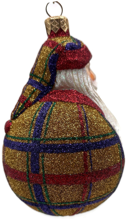 Patricia Breen Santa Du Monde Plaid Red Gold Christmas Tree Ornament CATZ 21313