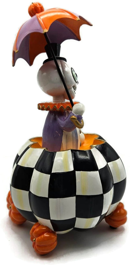 MacKenzie Childs Courtly Check Skeleton Pumpkin Carriage Halloween Figurine6
