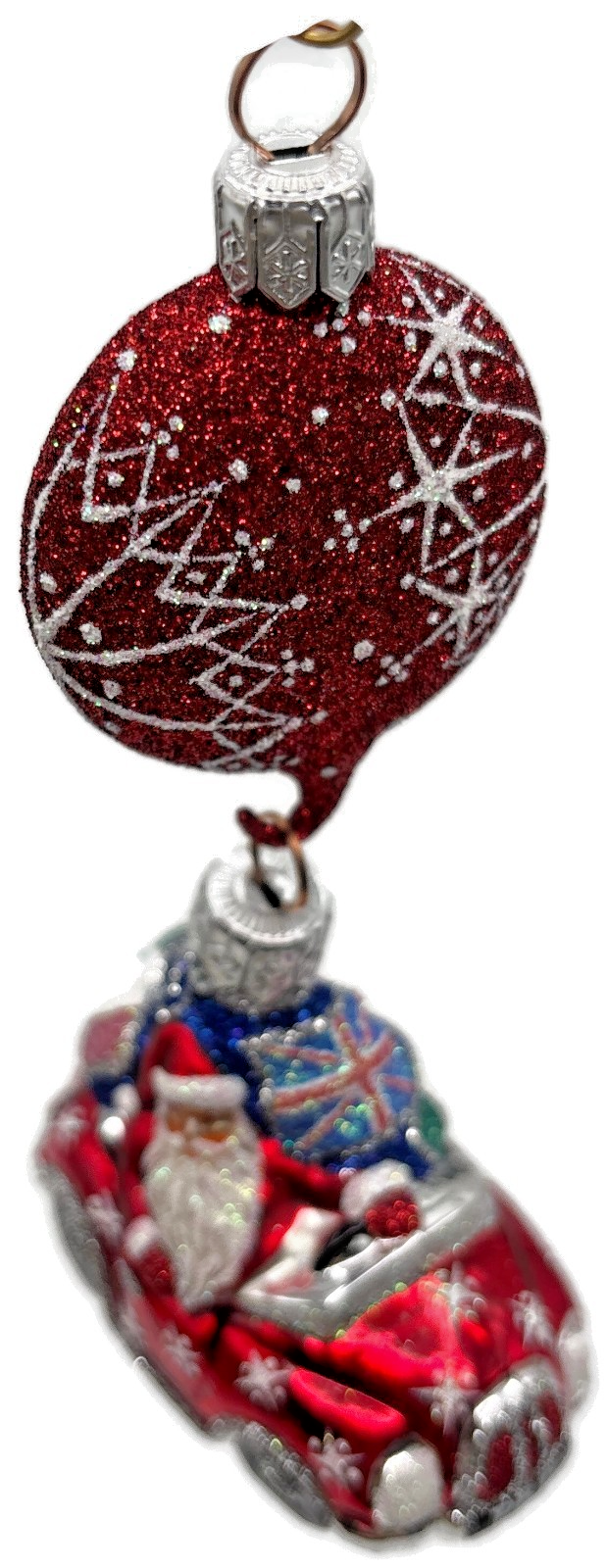 Patricia Breen Knightsbridge Santa Red Snowflakes Flags Christmas Ornament2