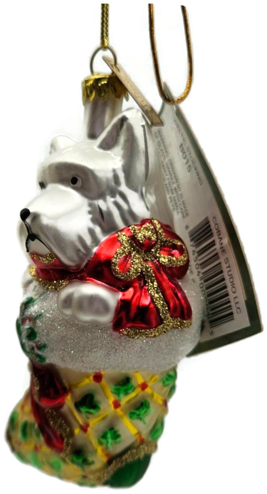 Cobane Studio LLC Dog Celtic Stocking Glitter Glass Christmas Ornament B0159