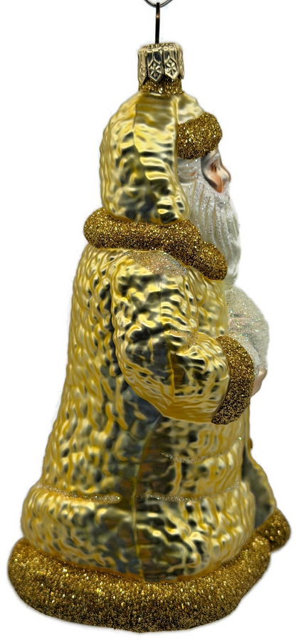 Patricia Breen Lost And Found Gold Santa Lamb Glass Christmas Tree Ornament 20227