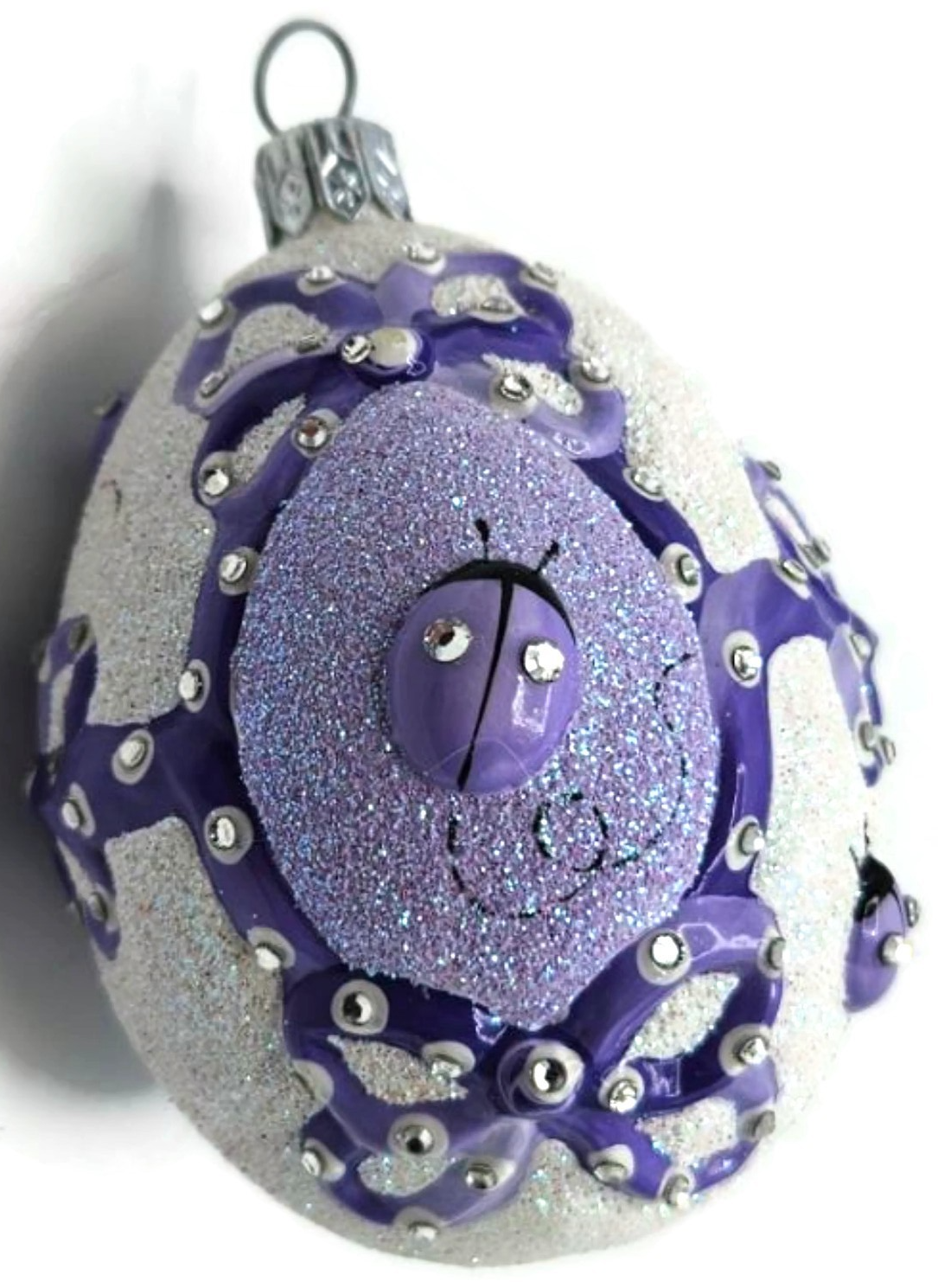 Patricia Breen Beribboned Egg Ladybugs Violet Easter Egg Purple Ornament 290210