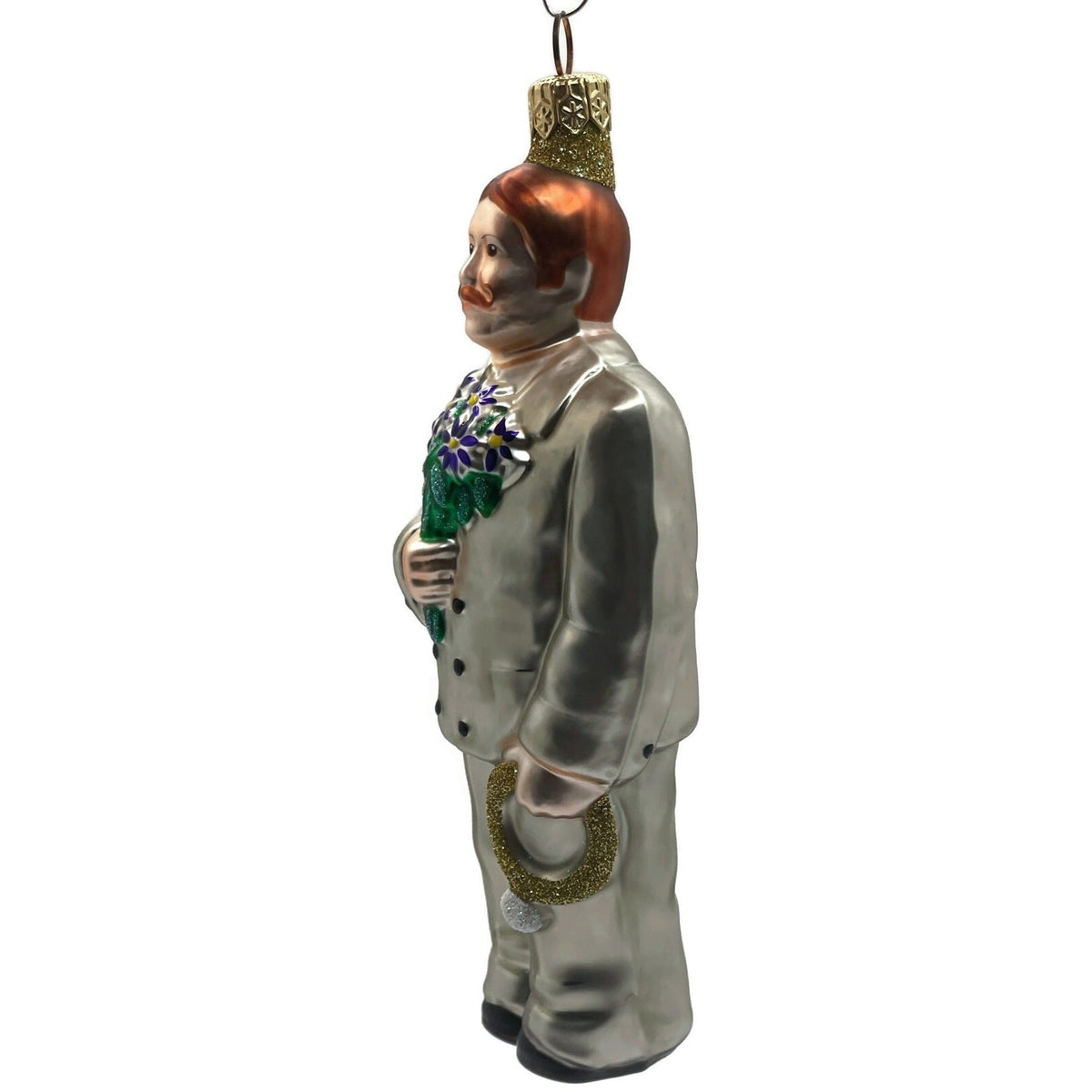 Patricia Breen Smitten Groom Blue Flowers Wedding Christmas Tree Ornament 98395
