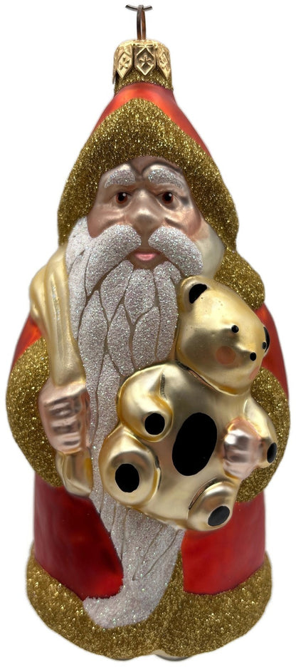 Patricia Breen Santa and Teddy Orange Gold Bear Christmas Tree Ornament 96420
