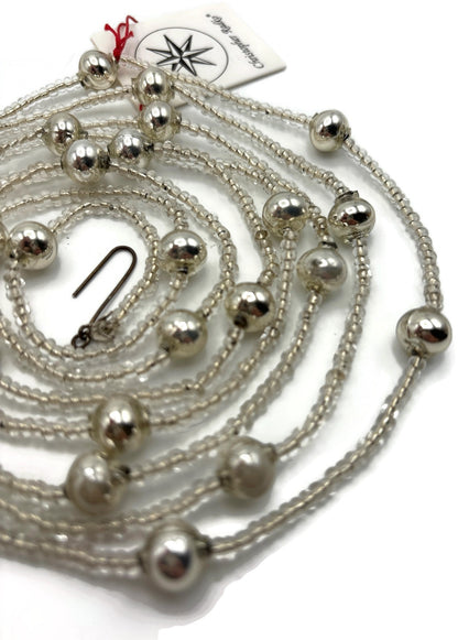 Christopher Radko Vintage Silver Mercury Glass Beaded Christmas Garland 70" Tag9
