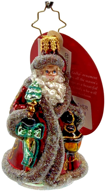 Christopher Radko Traveling Father Christmas Gem Santa Claus Ornament 10202410