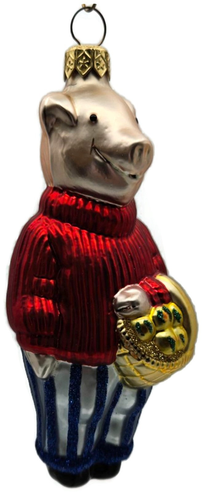 Patricia Breen This Little Piggy Goes to the Market Red Glass Ornament 96488