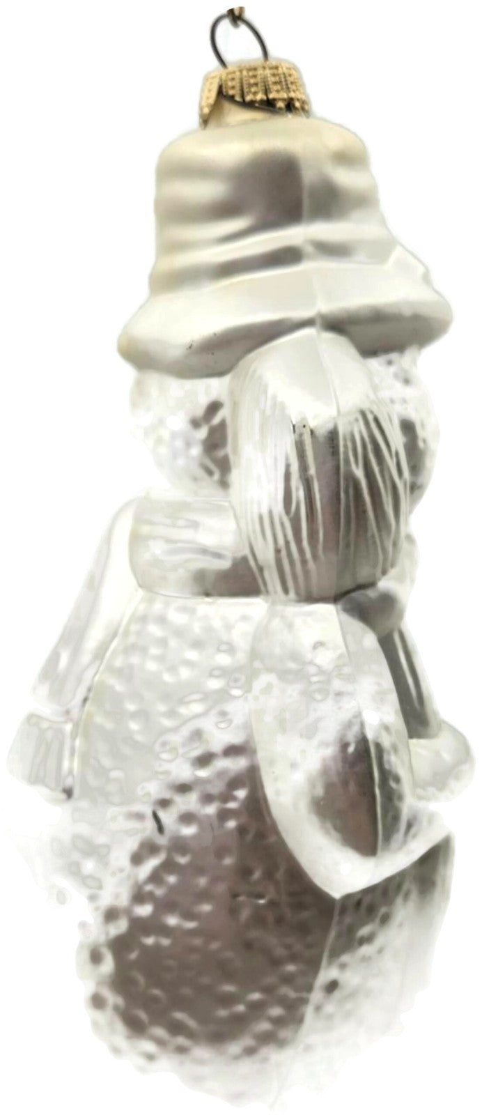 Silver Snowman With Broom Figural Glass Christmas Ornament 6.255