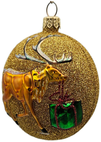 Patricia Breen The Last Present Glittered Gold Reindeer Christmas Ornament 20211