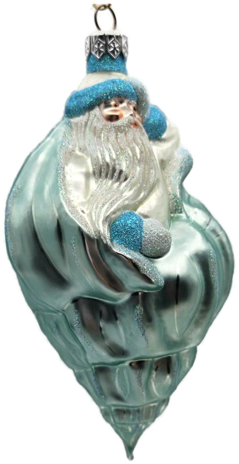 Patricia Breen Coastal Santa Turquoise Seashell Nautical Christmas Ornament 97107