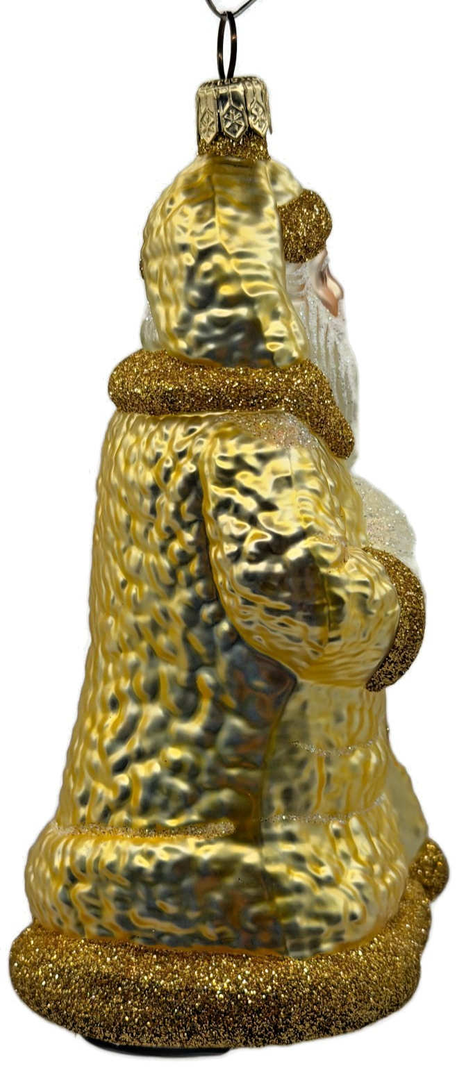 Patricia Breen Lost And Found Gold Santa Lamb Glass Christmas Tree Ornament 20223