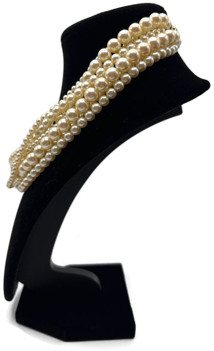 8 Strand Graduated Pearl Style Statement Collar Necklace Gold Tone Clasp4