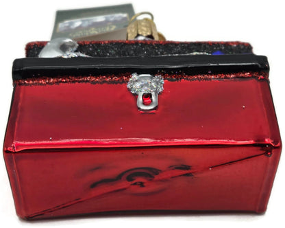 Old World Christmas Tool Box Hammer Red Glitter Glass OWC Holiday Tree Ornament1