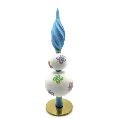 Patricia Breen Butterfly Finial 2 Ball Spring Glass Christmas Tree Topper 9900WA0