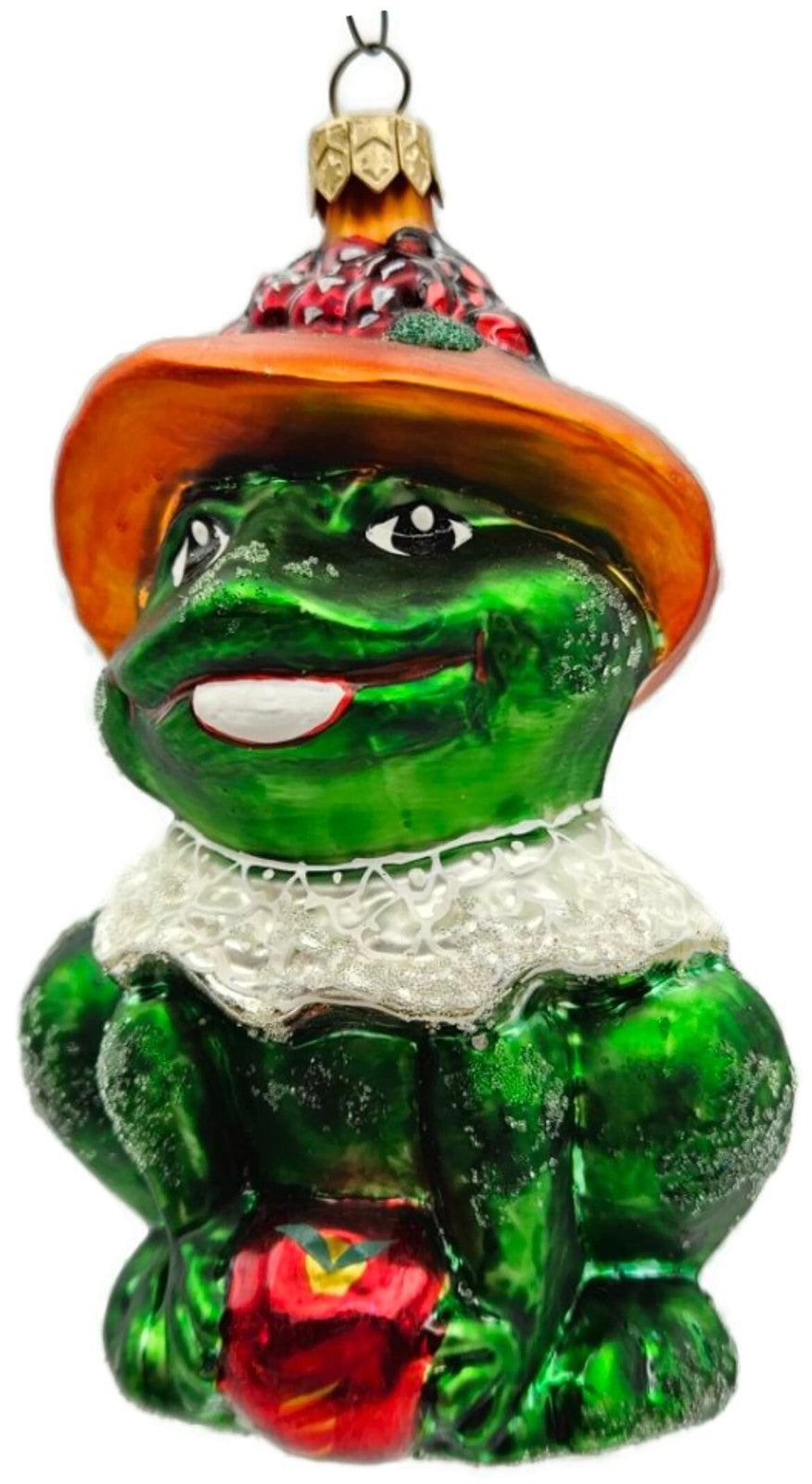 Christopher Radko Lillie Mae Green Frog Easter Glass Ornament 1997 97-228-01
