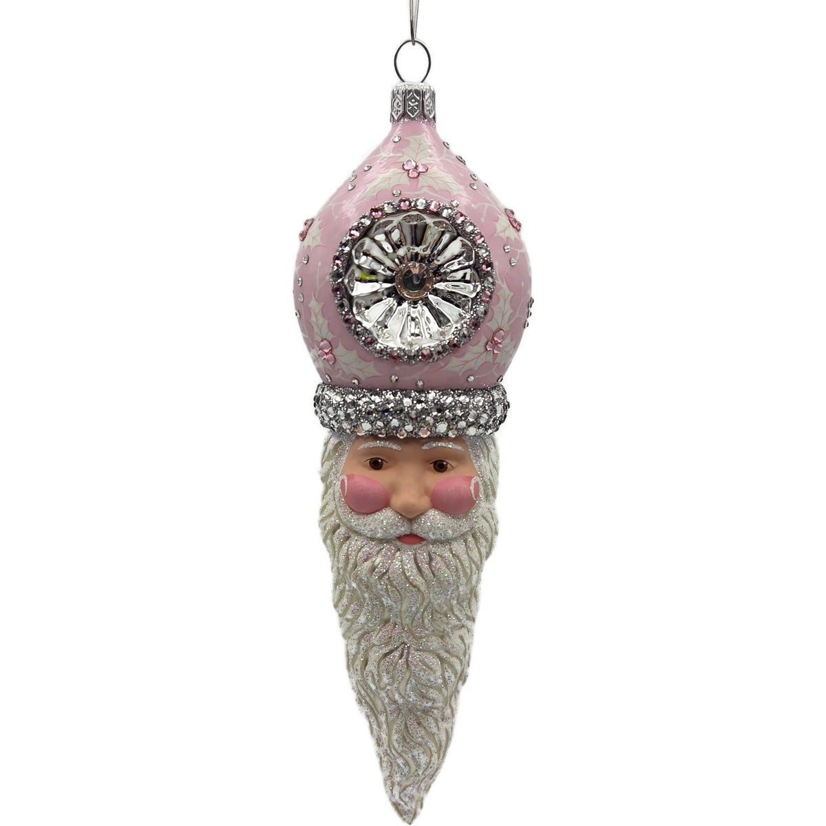 Patricia Breen Vendome Claus Pink White Reflector Christmas Ornament CATZ 344110
