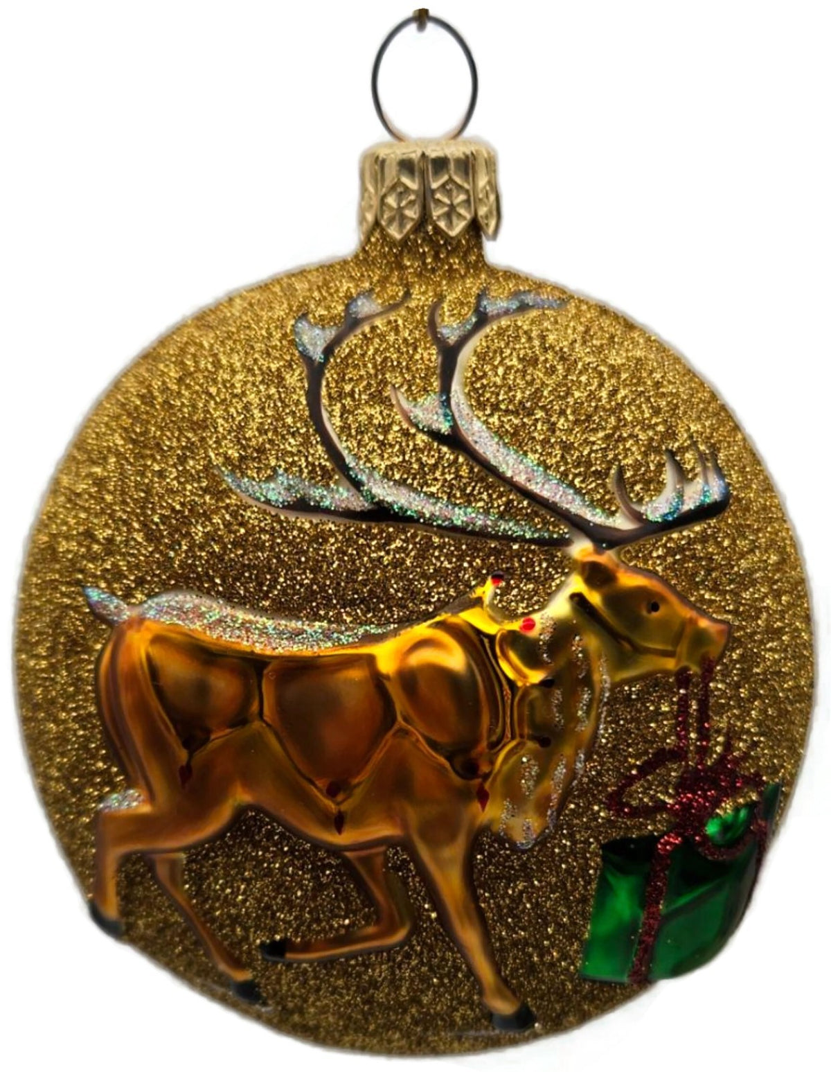 Patricia Breen The Last Present Glittered Gold Reindeer Christmas Ornament 20219
