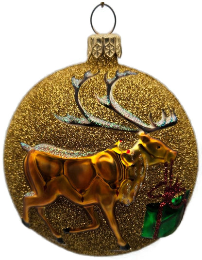 Patricia Breen The Last Present Glittered Gold Reindeer Christmas Ornament 20219