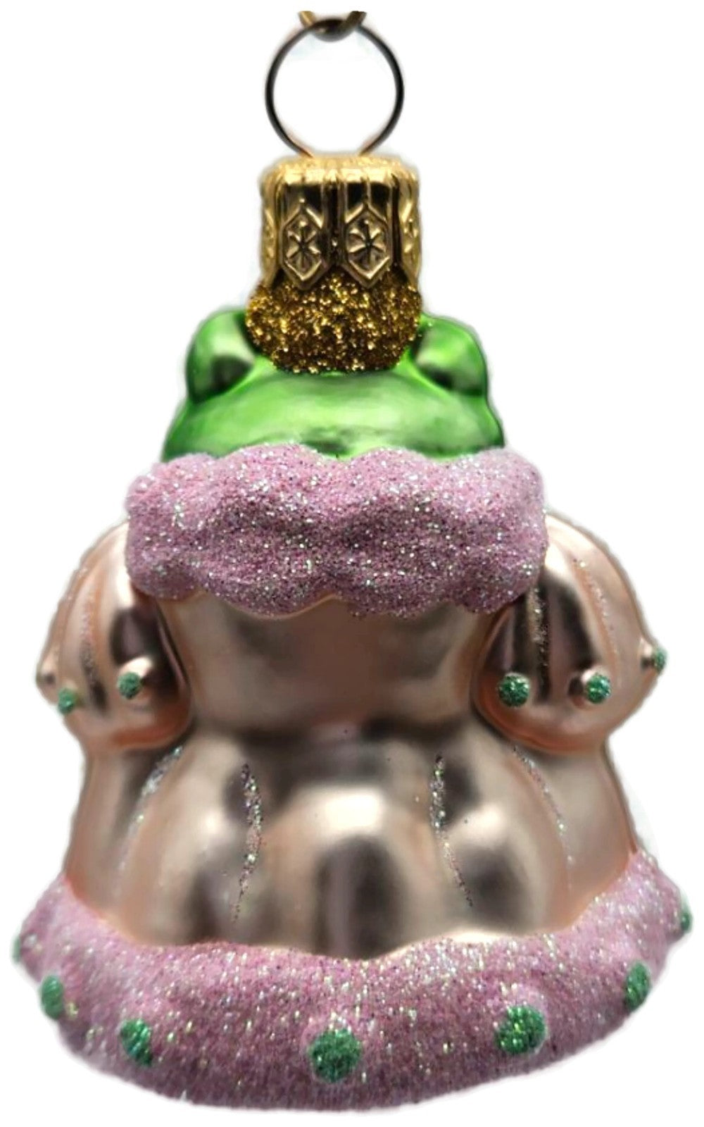 Patricia Breen Frog Princess Miniature Pink Green Dots Christmas Ornament 98134