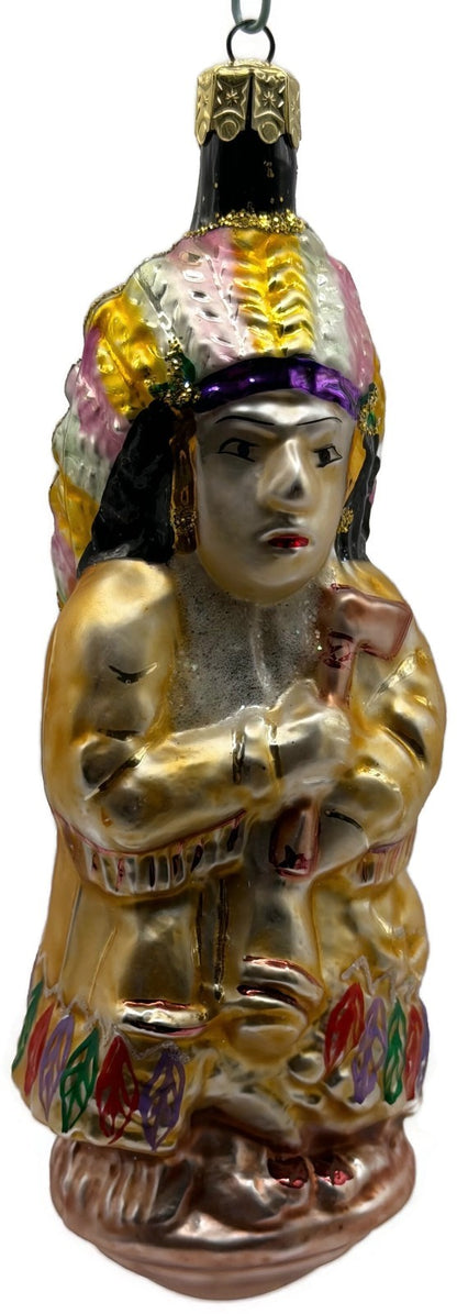 Christopher Radko Sitting Bull Indian Chief Glass Christmas Ornament 91 107 02