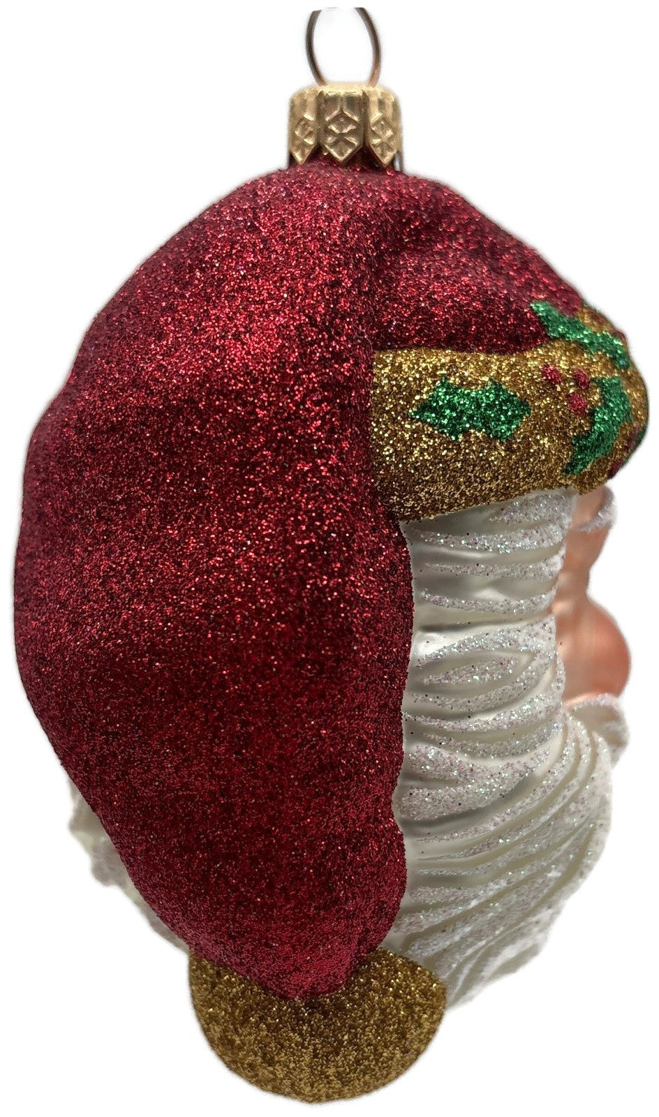 Patricia Breen Morris Santa Red Gold Glittered Holly Christmas Ornament 20253