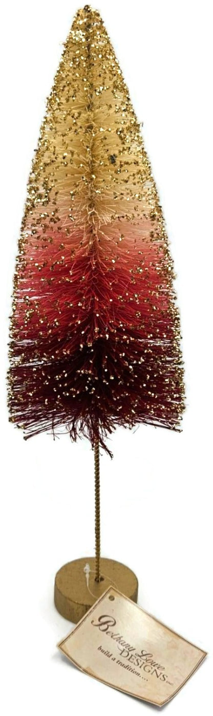 Bethany Lowe Glitter Bottle Brush Strawberries and Cream Christmas Tree Set of 31