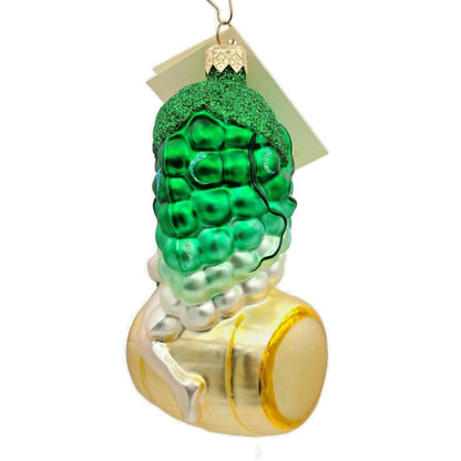Patricia Breen A Jug of Wine and Thee Grapes Gold Barrel Christmas Ornament 98242