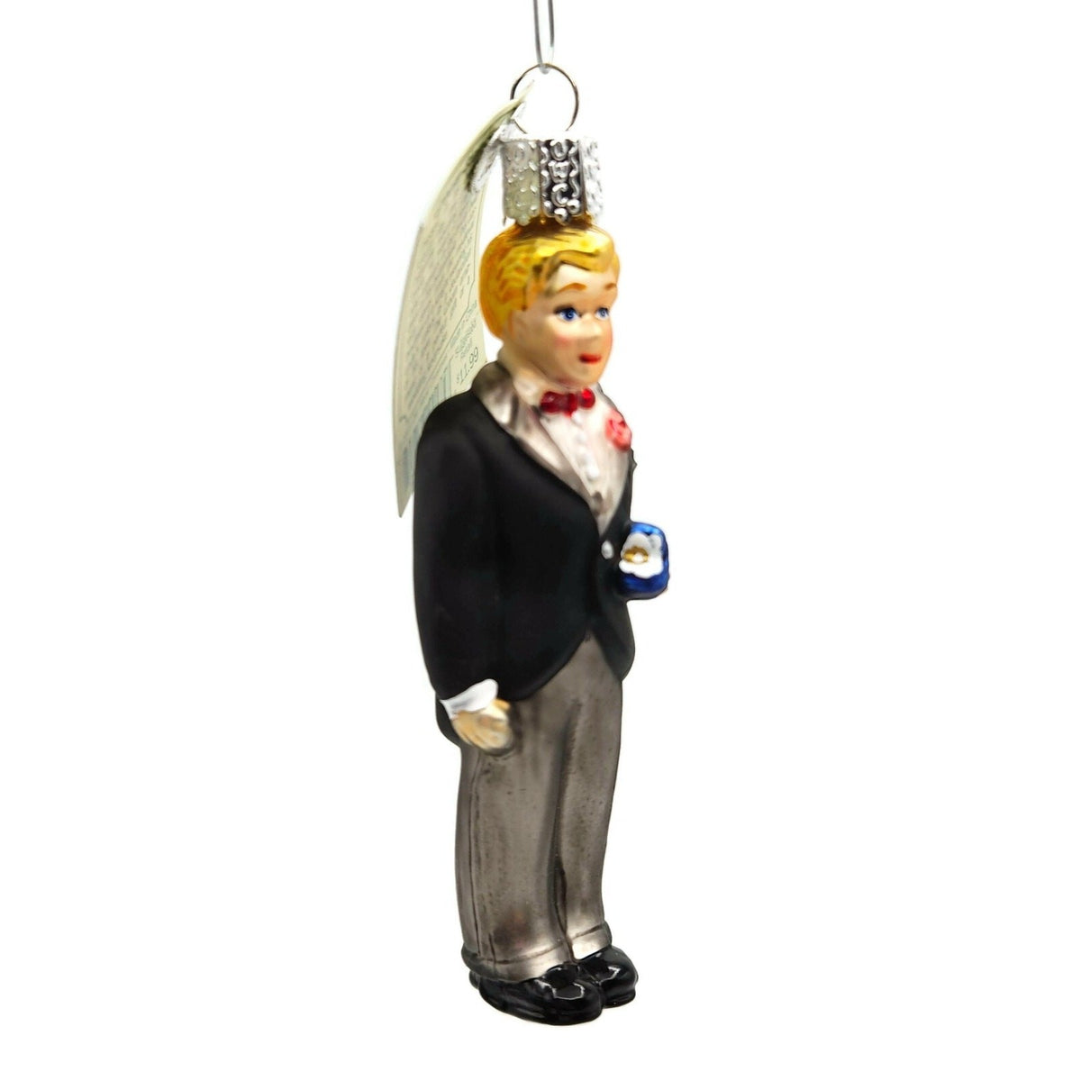 Old World Christmas Groom Blonde Black Suit Wedding Keepsake OWC Tree Ornament1
